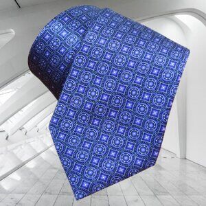 $550 BRIONI Purple Black handmade Floral Geometric Handmade Silk Neck Tie Italy